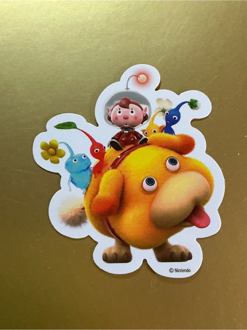Golden Yellow Bulborb Doggy Sticker Decal riding with Colorful Pikmin
